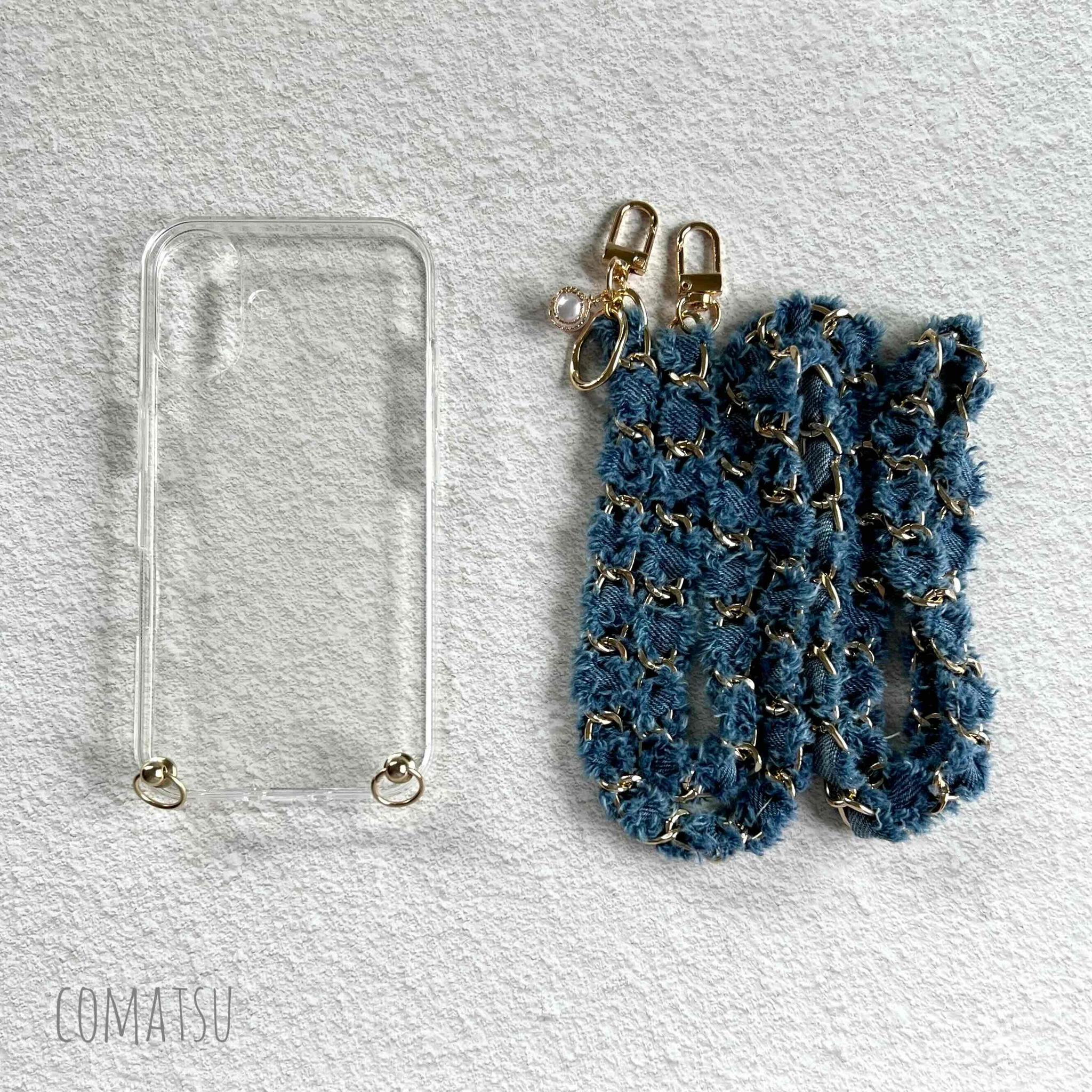 Denimチェーン スマホショルダー ショルダーストラップ スマホケースSET 手ぶらスマホ 落下防止スマホカバー | 6枚目